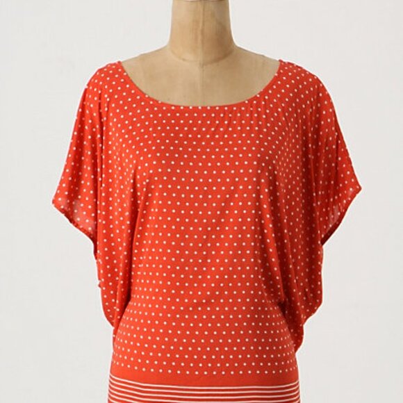 Anthropologie NWT, M Odille Orange Printed Top - Picture 1 of 5